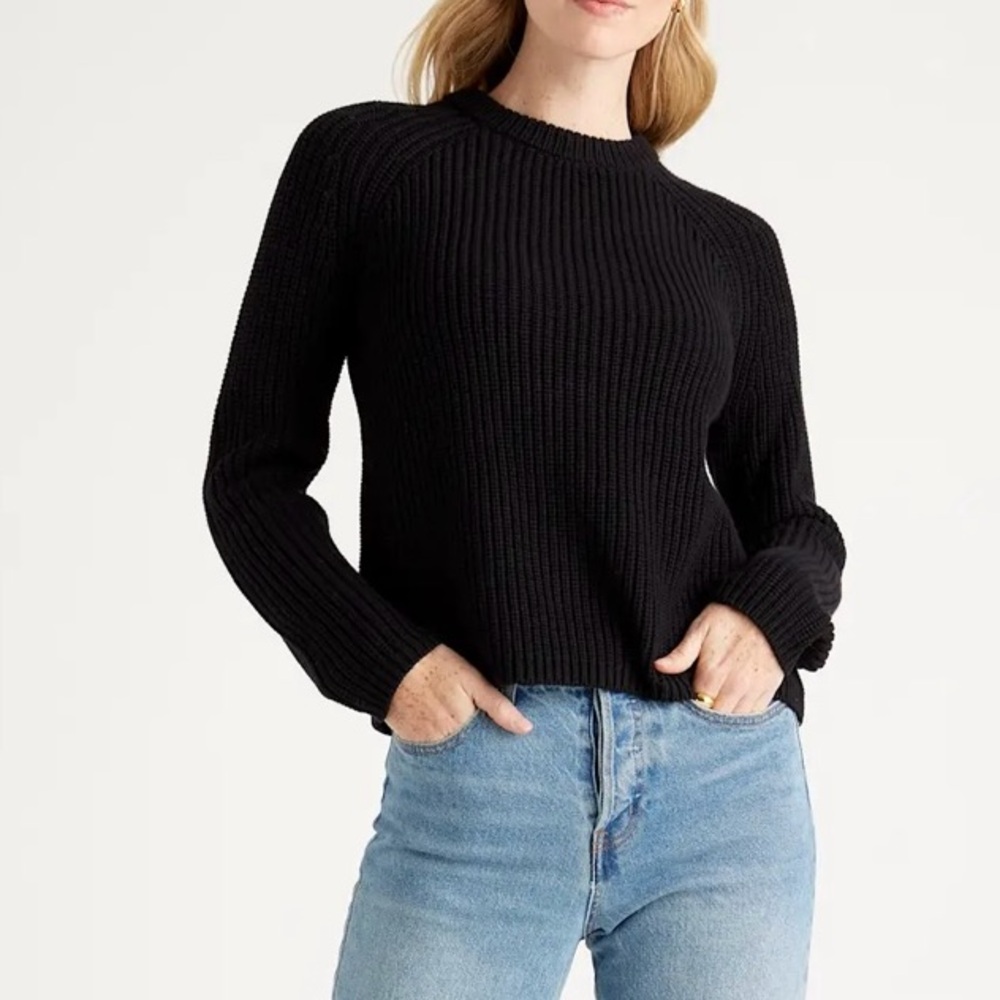 Aritzia Black Ribbed Crew Neck Sweater